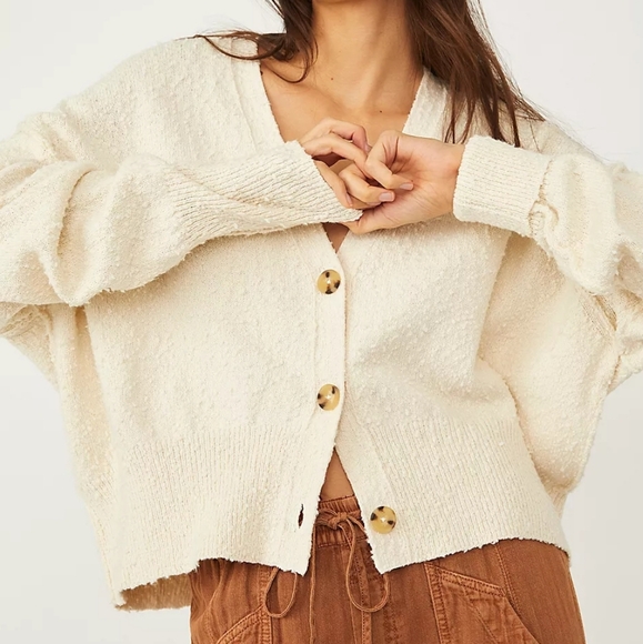 Free People Sweaters - Free People Cream "Found My Friend" Cardi, Size XL ~ NWT